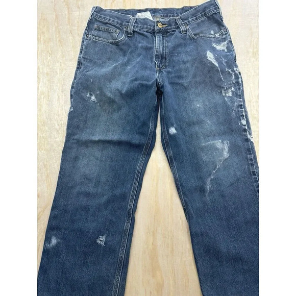 Carhartt Men’s Jeans Distressed 36x28 Workwear Denim Leg Straight - Picture 1 of 6